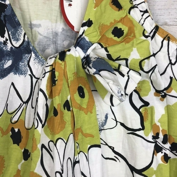 Vera Yellow Green Floral Sleeveless Dress Large - Picture 4 of 6